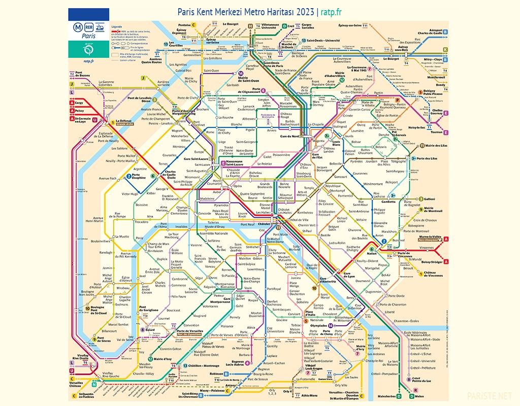 Paris Metro Haritası Paris Metro Map 2023 Pariste.Net